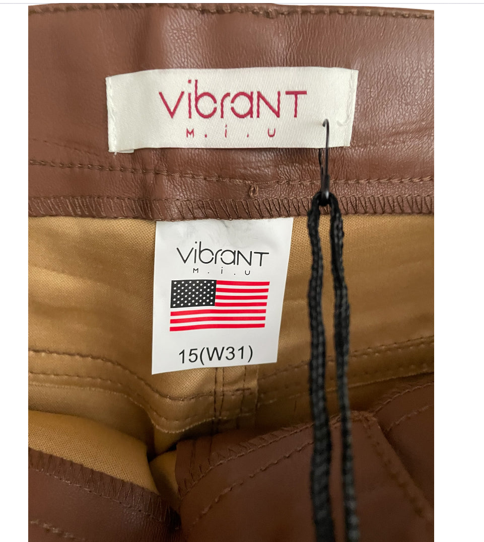 Vibrant Cognac Faux Leather Wide Leg Pants (15)