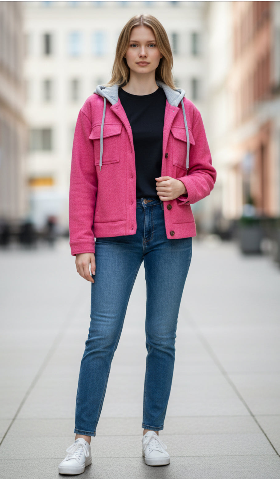 Zenana Vibrant Pink Shacket (Small)