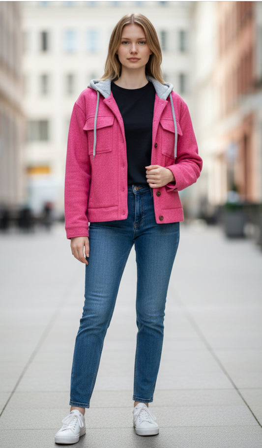 Zenana Vibrant Pink Shacket (Medium)