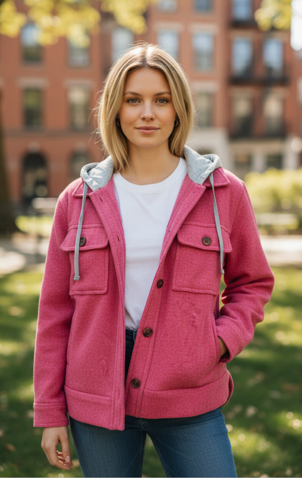 Zenana Vibrant Pink Shacket (Medium)