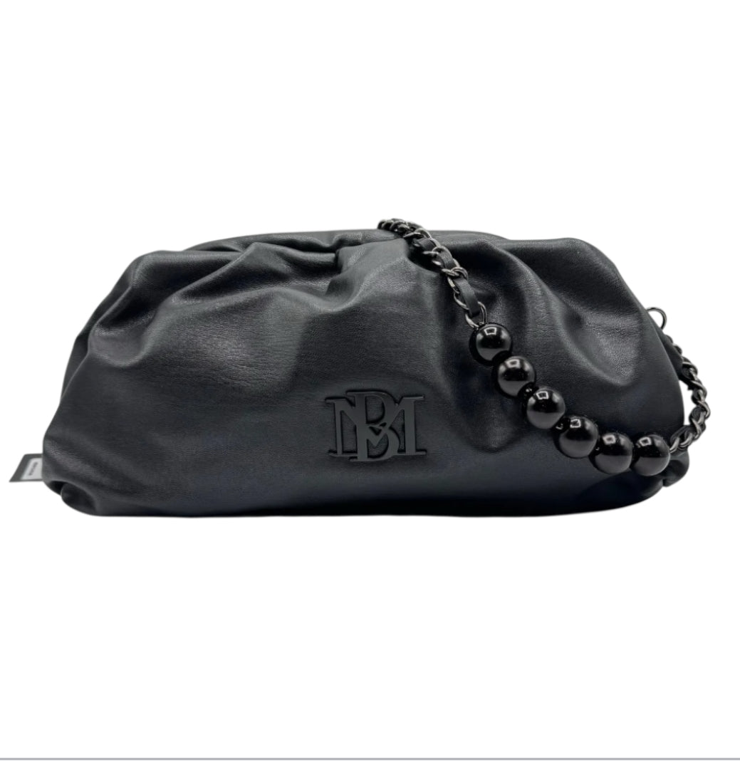 BADGLEY MISCHKA Black Wrapped Clutch Purse with Crossbody Strap