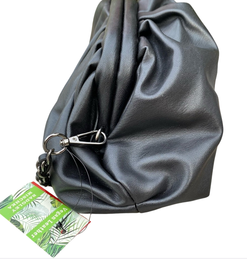 BADGLEY MISCHKA Black Wrapped Clutch Purse with Crossbody Strap