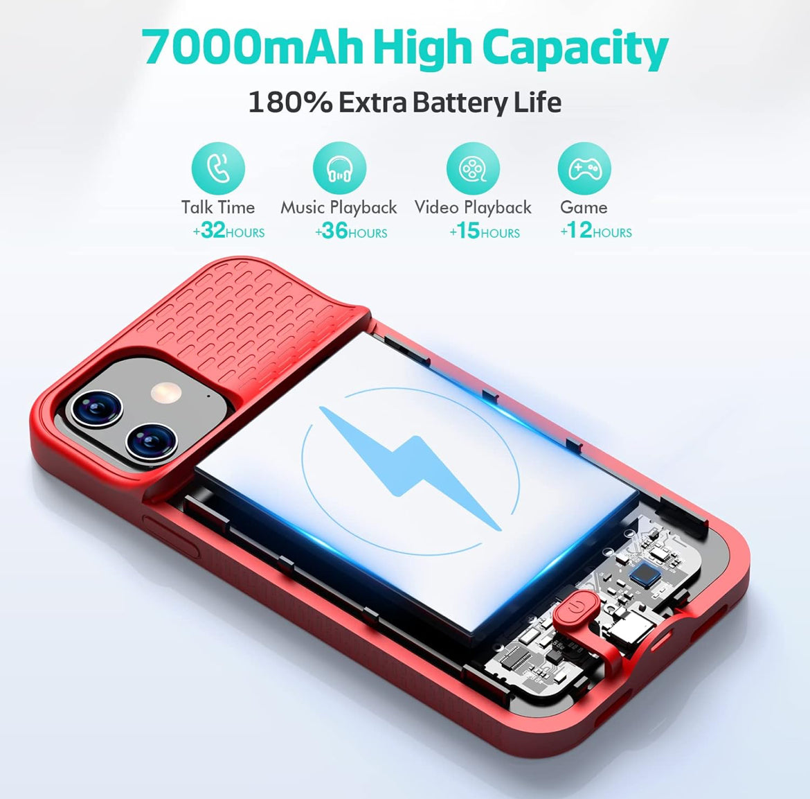 Battery Case for iPhone 12/12 Pro Red