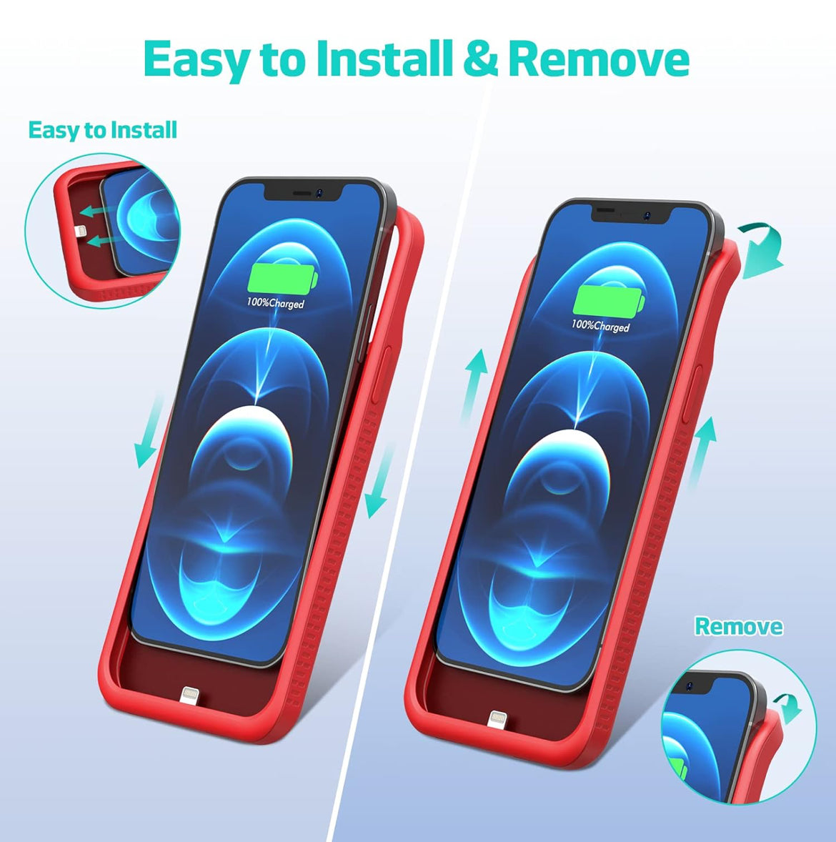 Battery Case for iPhone 12/12 Pro Red