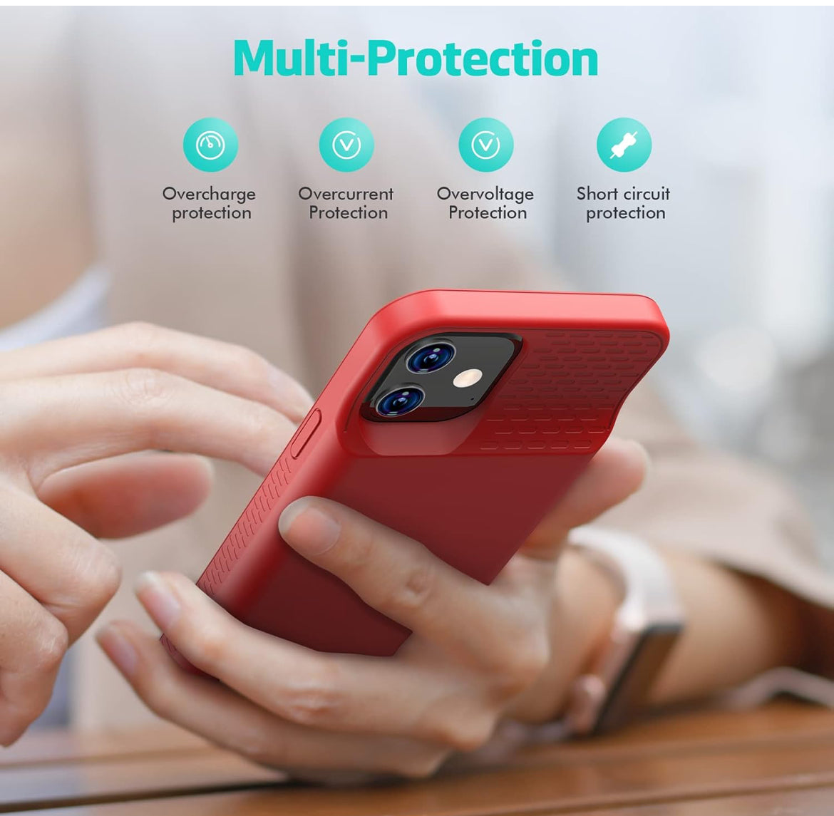 Battery Case for iPhone 12/12 Pro Red