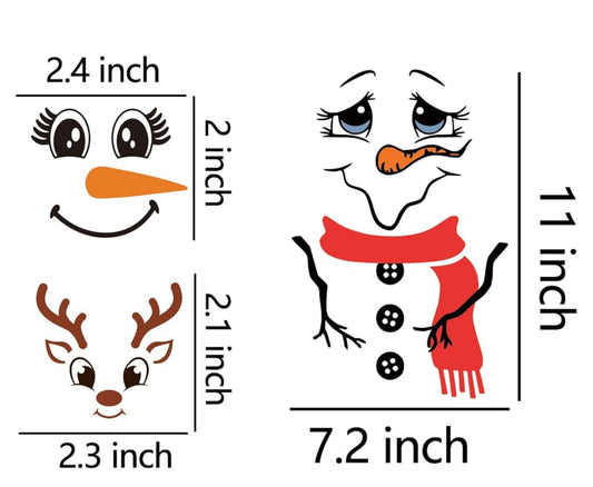 25 PCS Snowman/Reindeer Face Stickers for Crafts