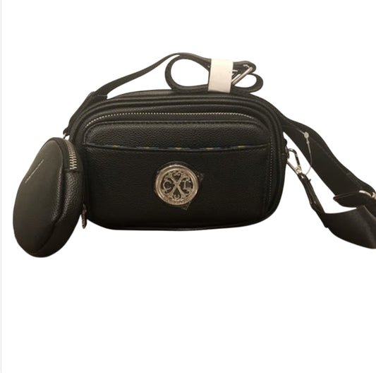 Christian Lacroix Eve Pebble Camera Bag with Detachable Mini Zip in black.