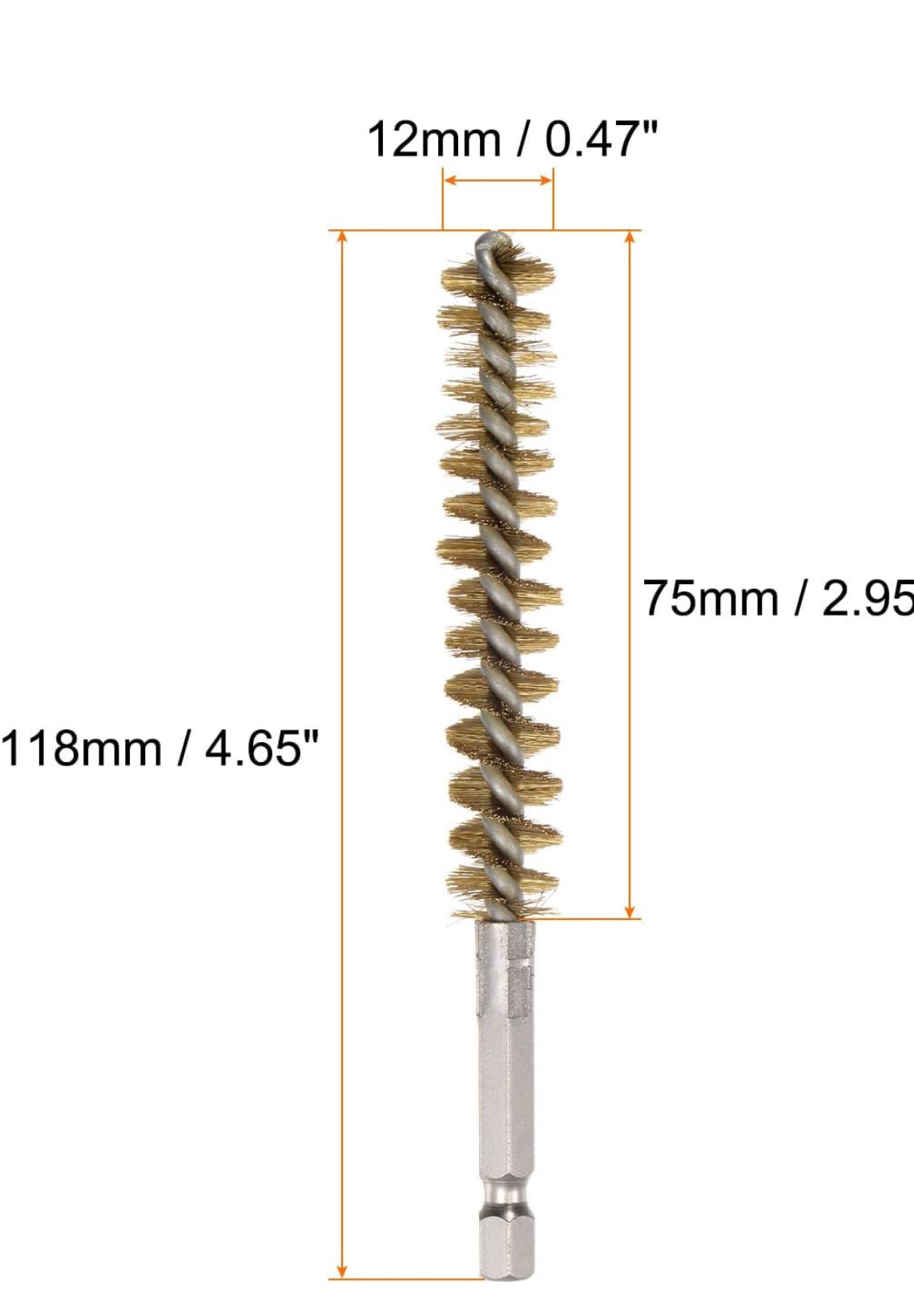 HARFINGTON 2pcs Brass Bore Brush 12mm Dia Cleaning Wire Brush