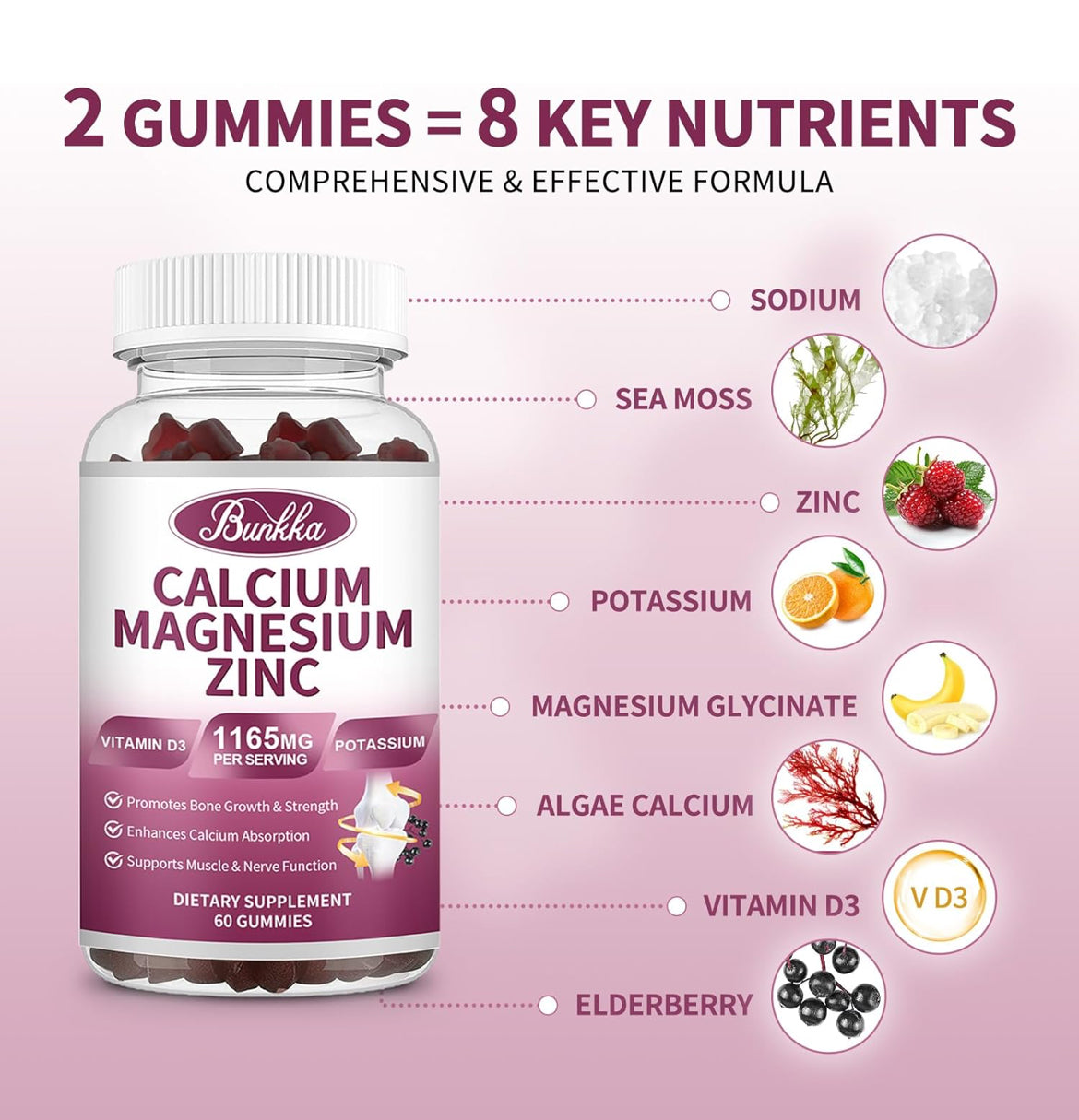 Bunkka Calcium Magnesium Zinc Gummies