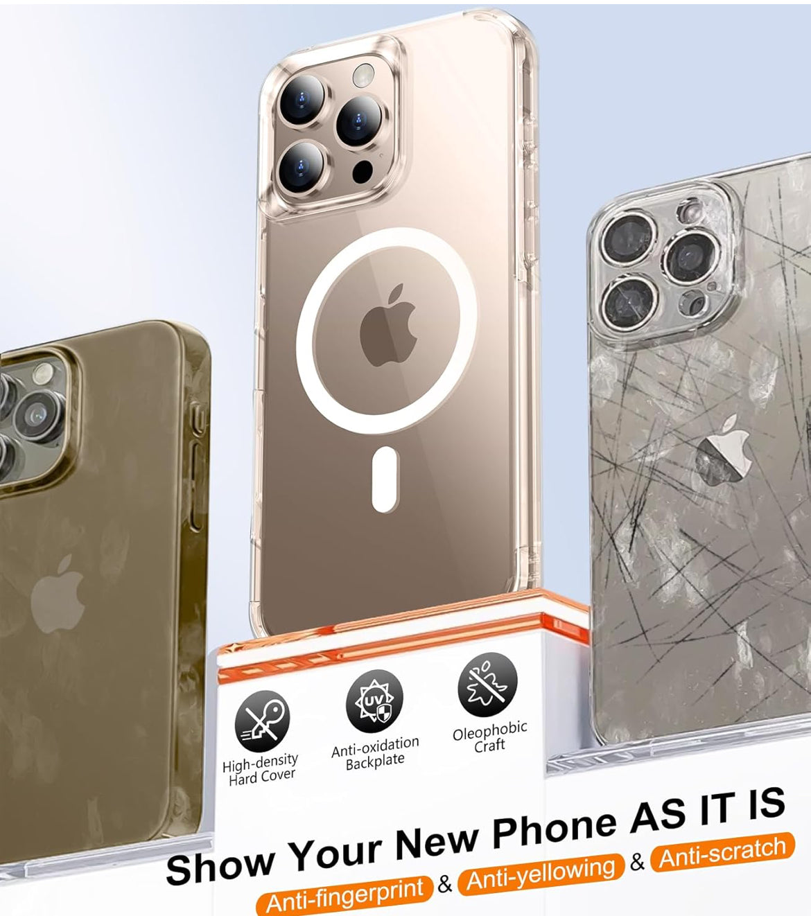 Temdan Dual-Layer Military Grade Drop Shockproof Phone Case for iPhone 16 Pro Max 6.9" - Clear