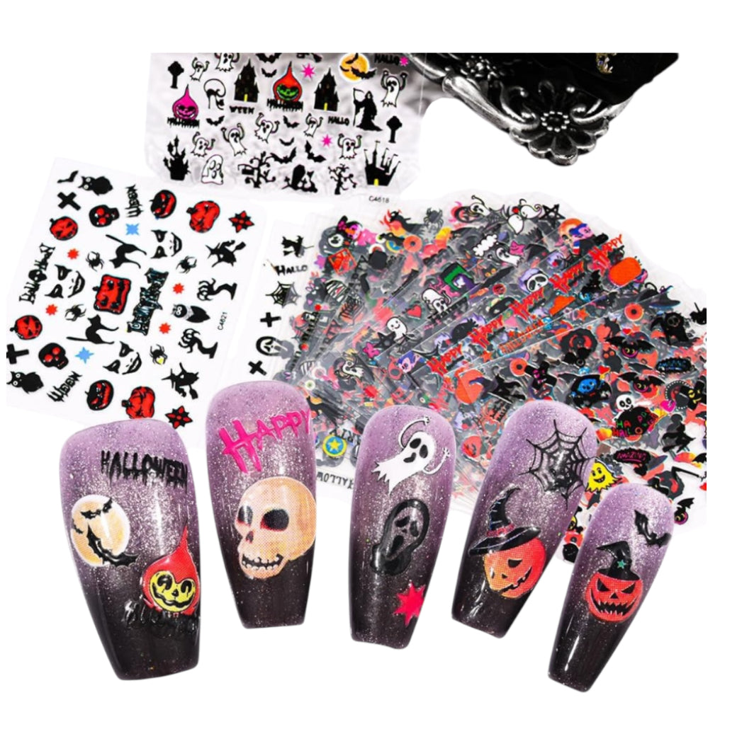 Halloween Nail Art Stickers Decals Scary Ghost Face 3D