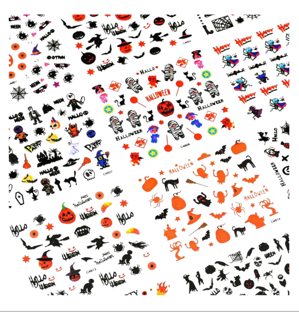 Halloween Nail Art Stickers Decals Scary Ghost Face 3D