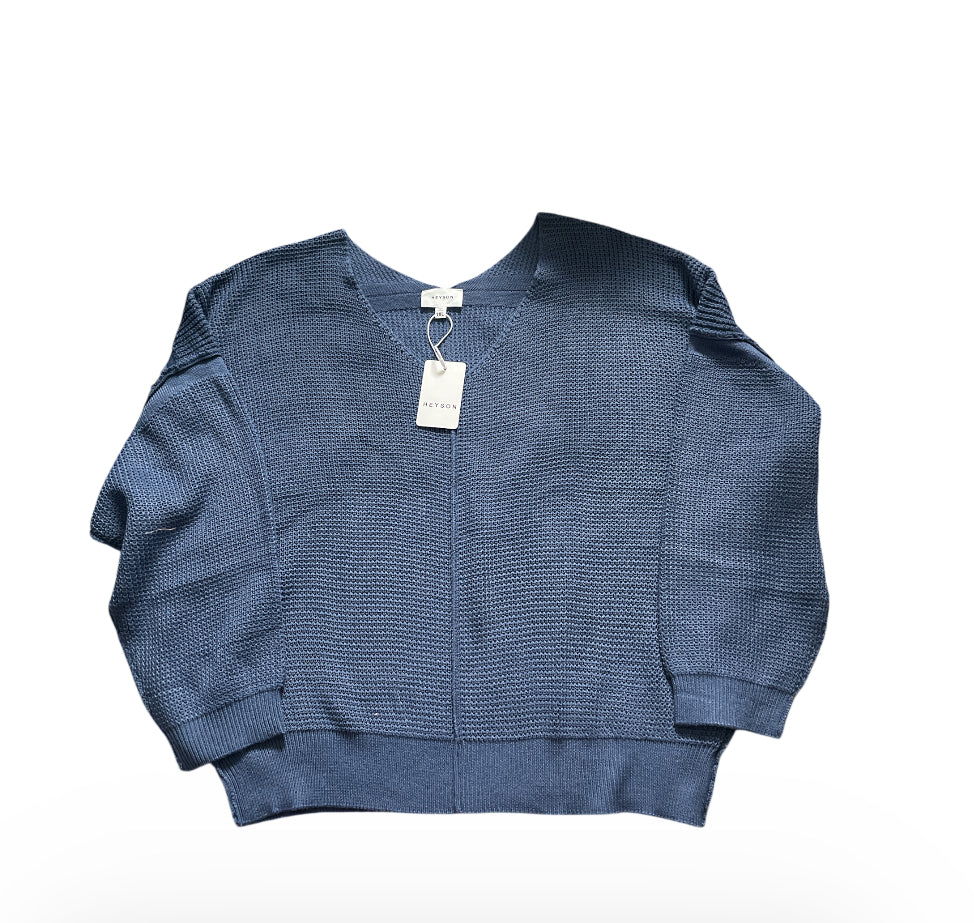 Heyson blue knit V-neck sweater (1x)