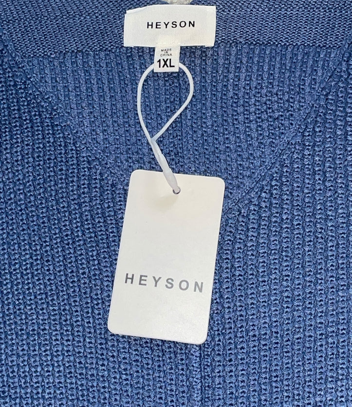 Heyson blue knit V-neck sweater (1x)