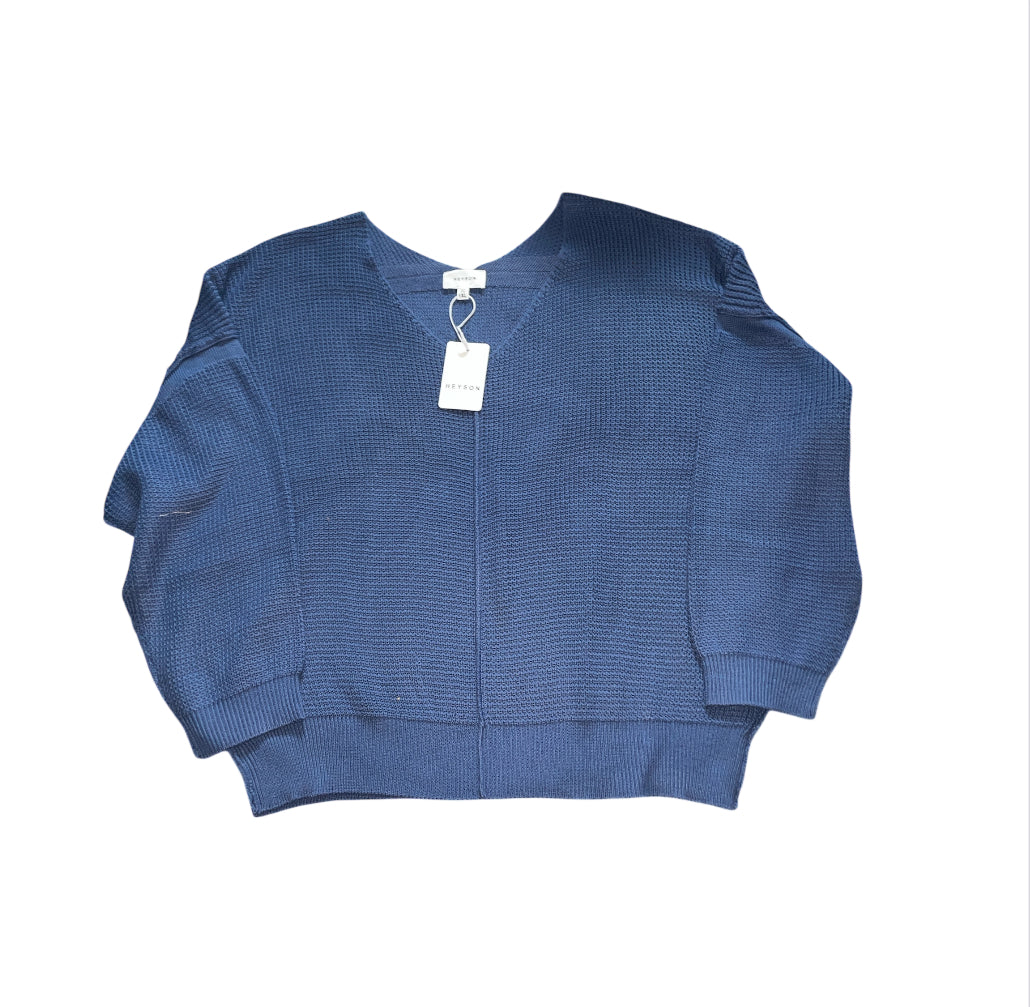 Heyson blue knit V-neck sweater (1x)