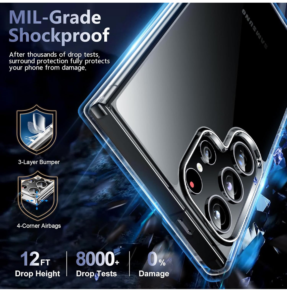 Red2Fire for Samsung Galaxy S24 Ultra Case Clear, 6.8 inch