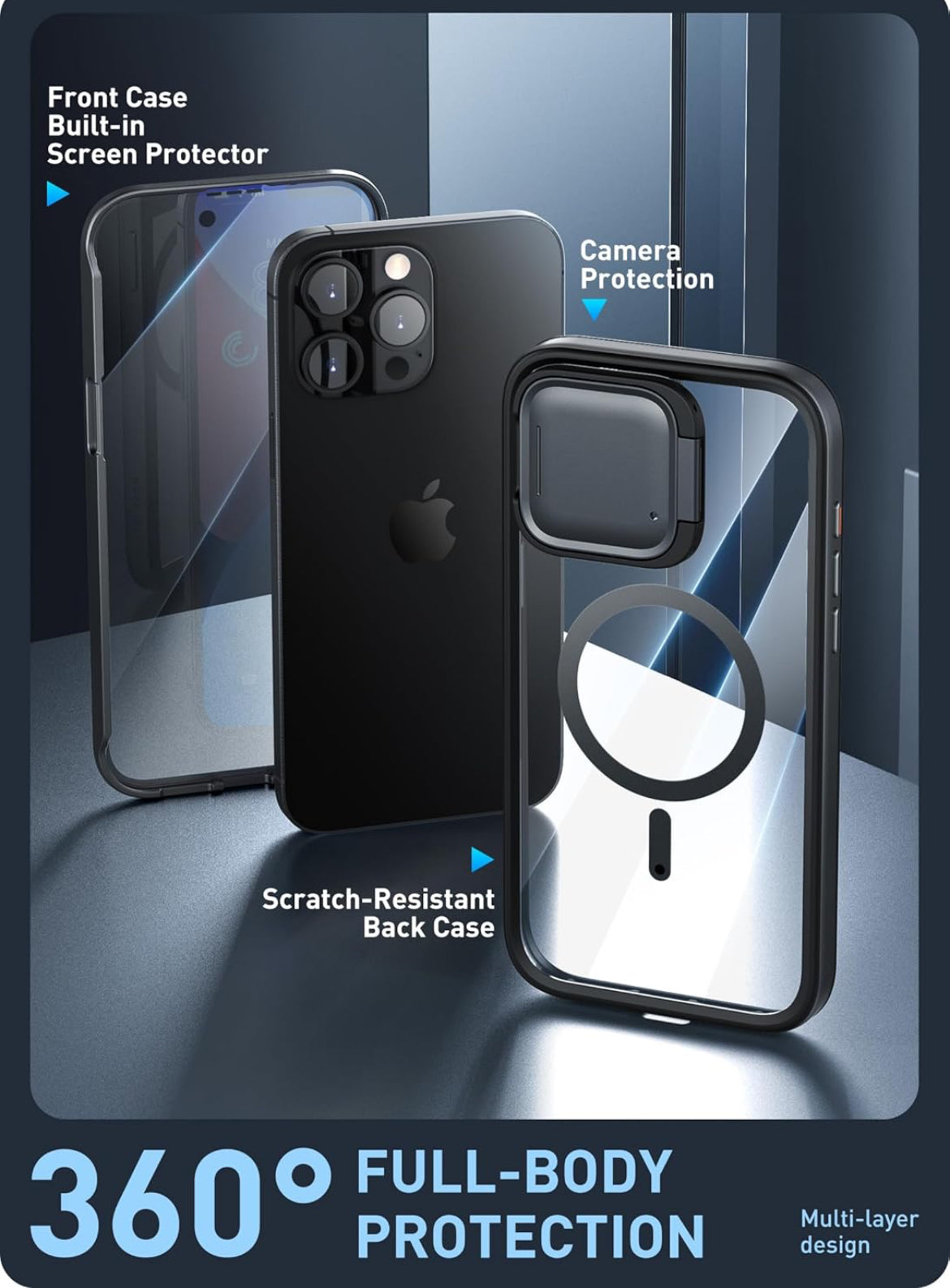 i-Blason iPhone 15 Pro Max Case with Camera Cover Stand