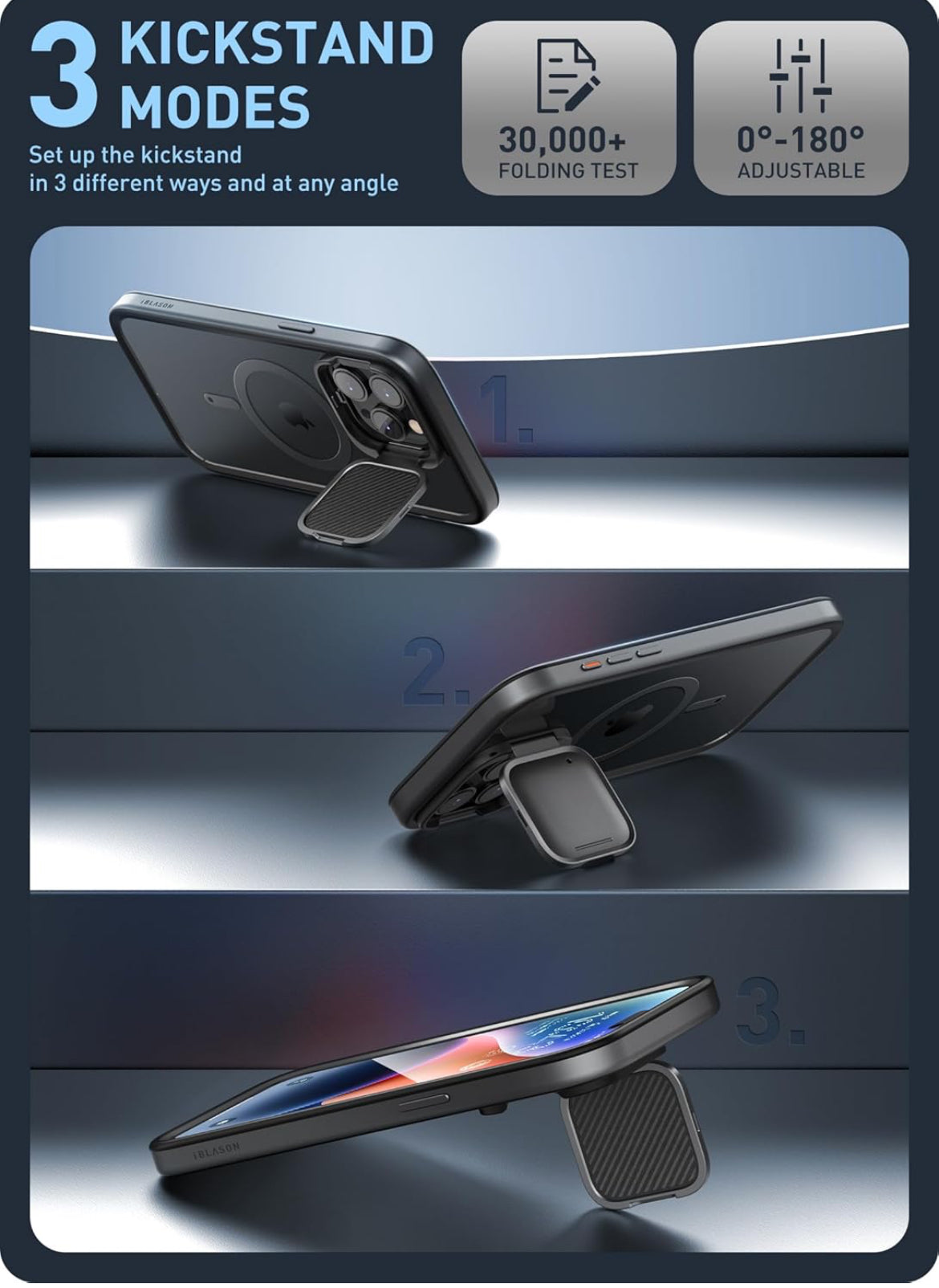 i-Blason iPhone 15 Pro Max Case with Camera Cover Stand