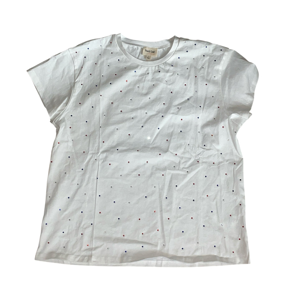 Peach Love Red White Blue Sparkle Tee (Small)