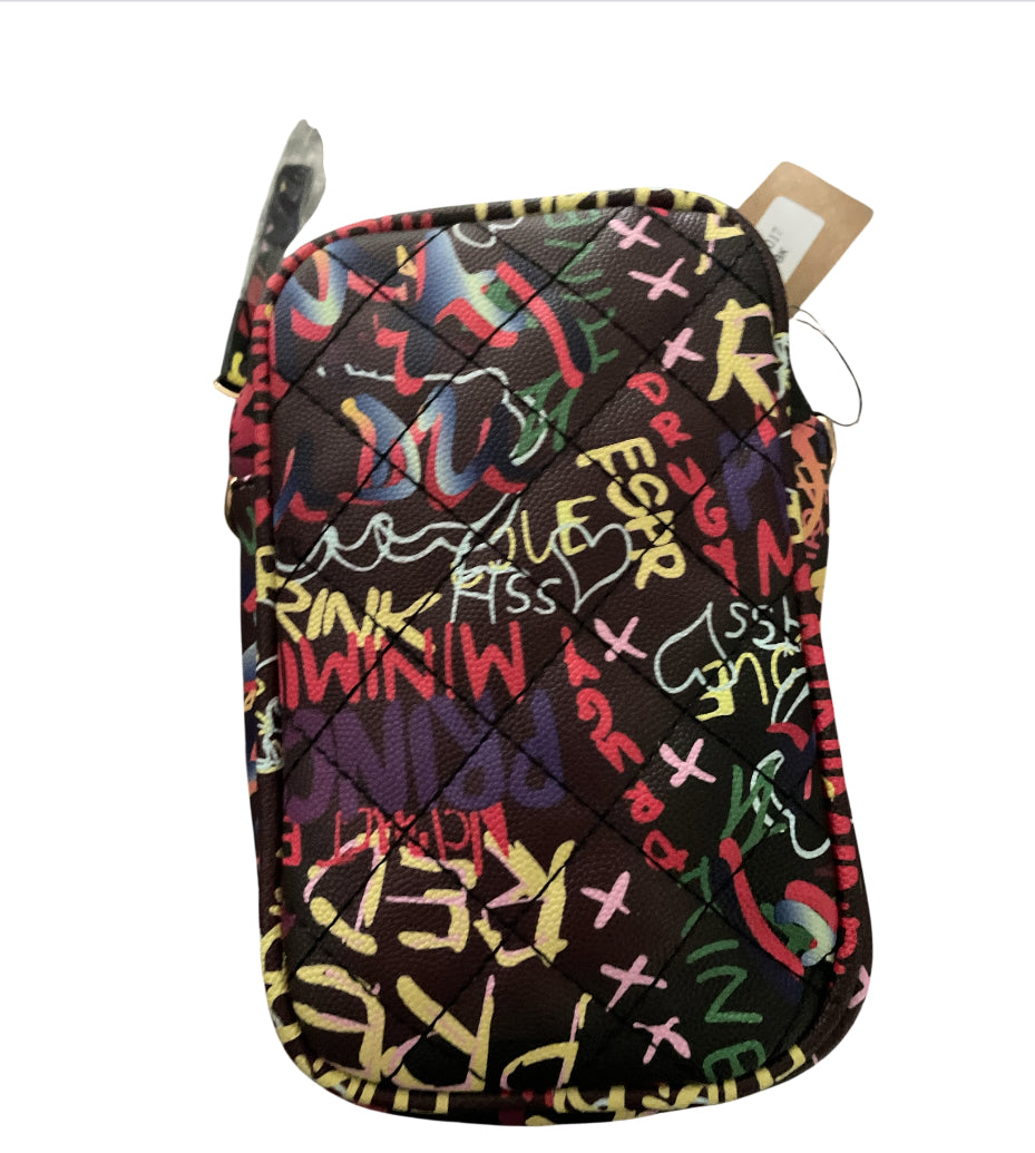 Graffiti Black Quilted Cellphone Bag