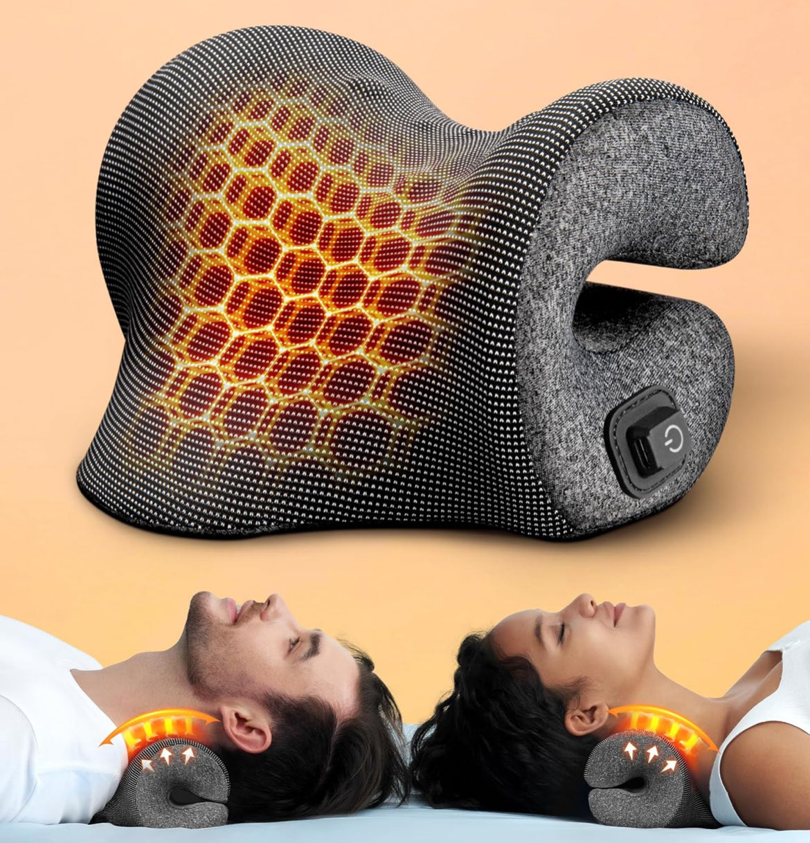Heated Neck Stretcher for Neck Pain Relief, Chiropractic Pillow for Neck