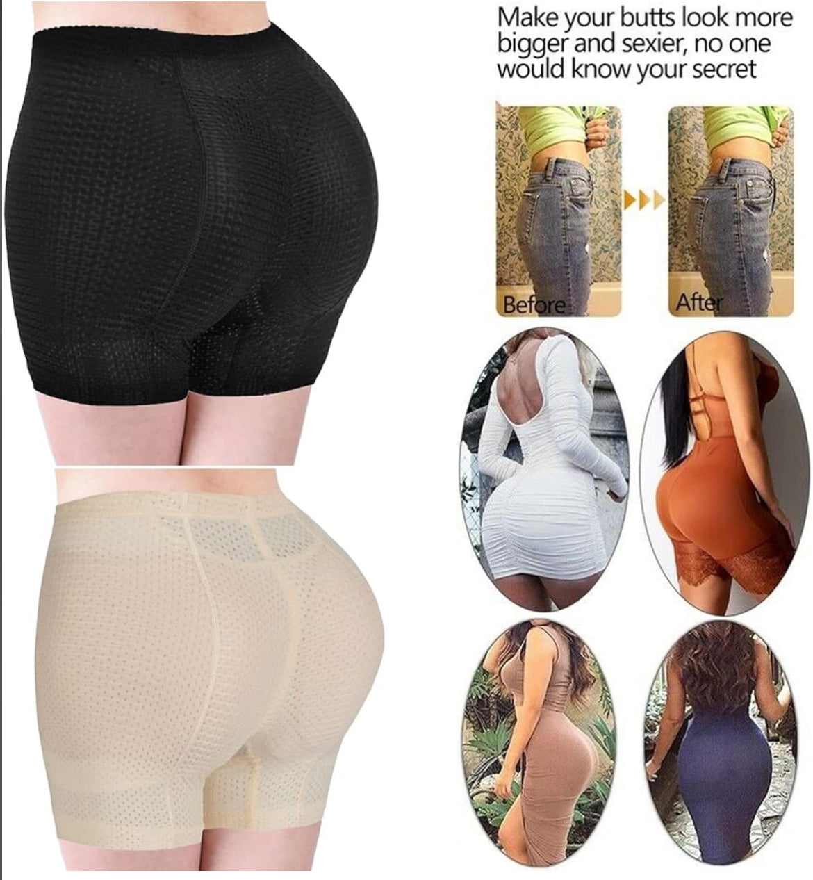 Butt Lifter Panties Padded Shapewear Shorts (Large)