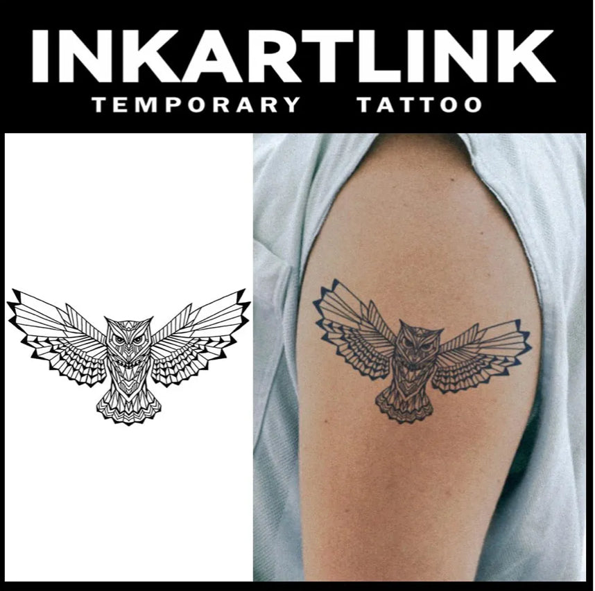 Tattoo Tech, 2 Sheets Medium Semi Permanent Tattoo Owl Design