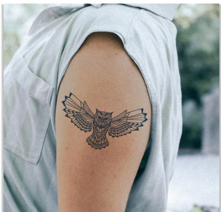 Tattoo Tech, 2 Sheets Medium Semi Permanent Tattoo Owl Design