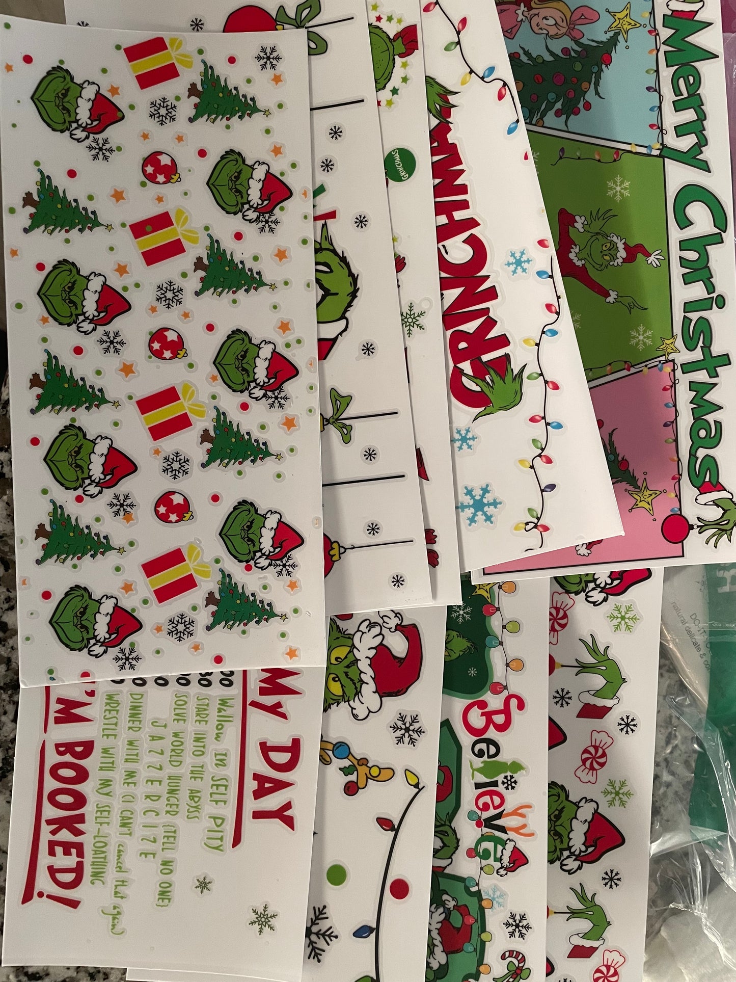 Christmas UV DTF Cup Wrap Transfer for Glass 16 OZ, 9 Sheets