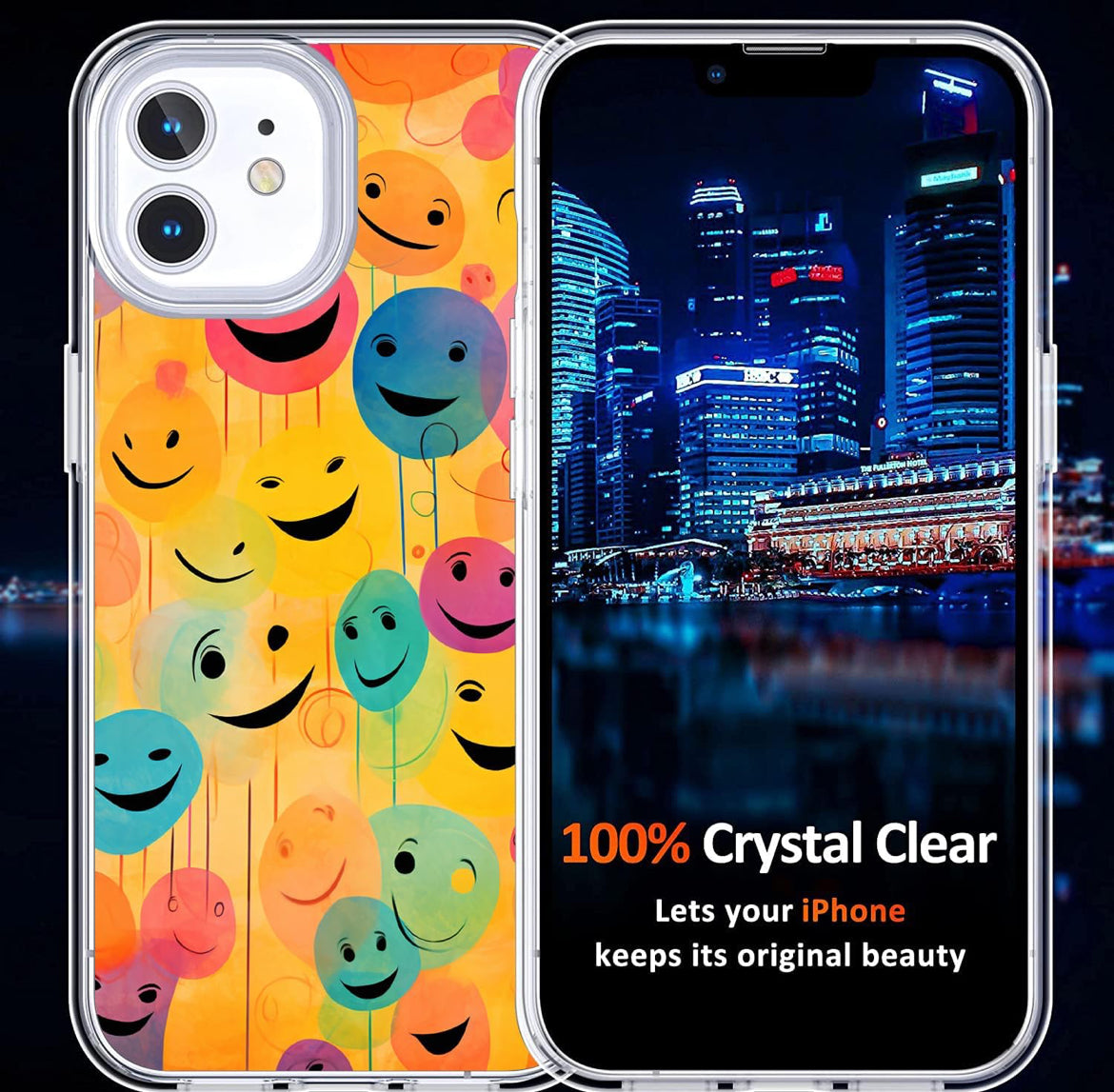 iPhone 12 - 12 Pro Case, Cute Colorful Retro Smile Face Slim Fit