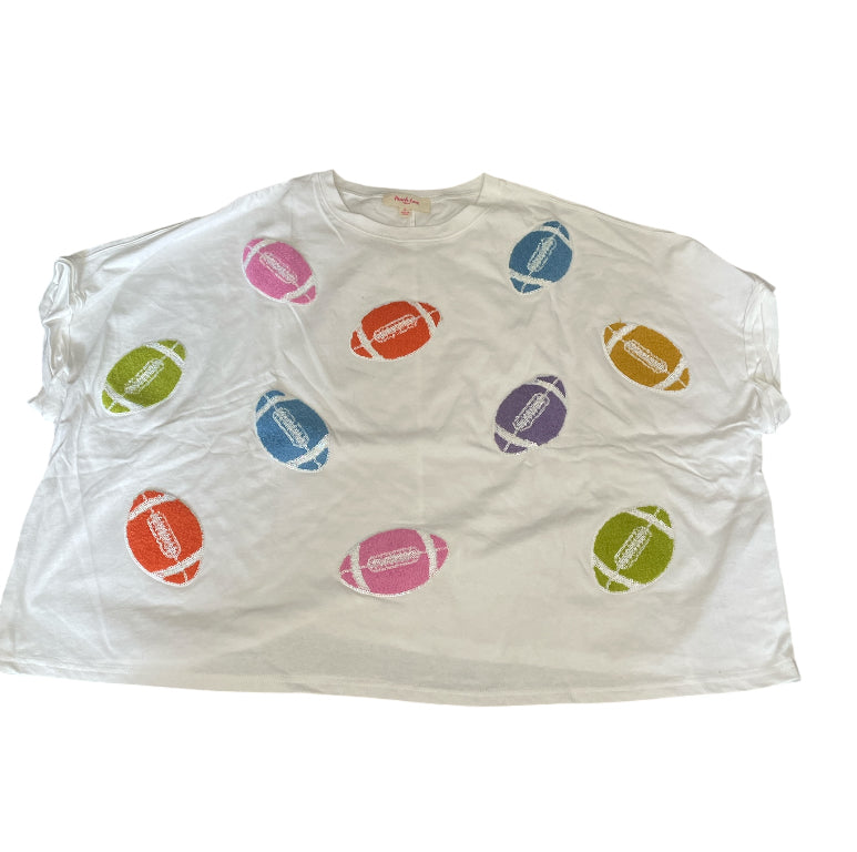 Peach Love Multi Colored Football Tee (Small)