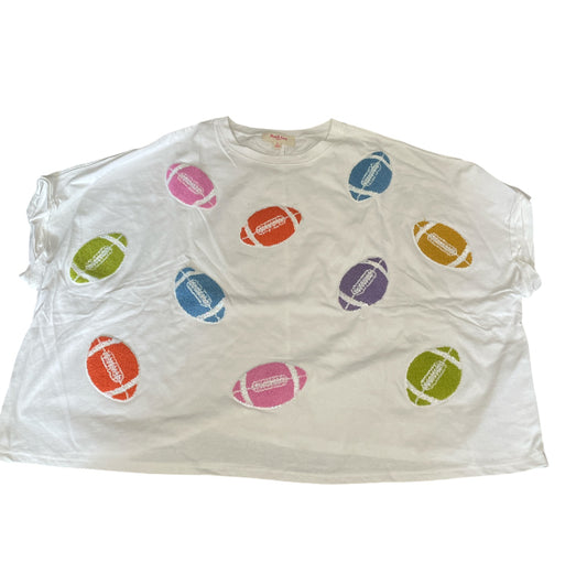 Peach Love Multi Colored Football Tee (Small)