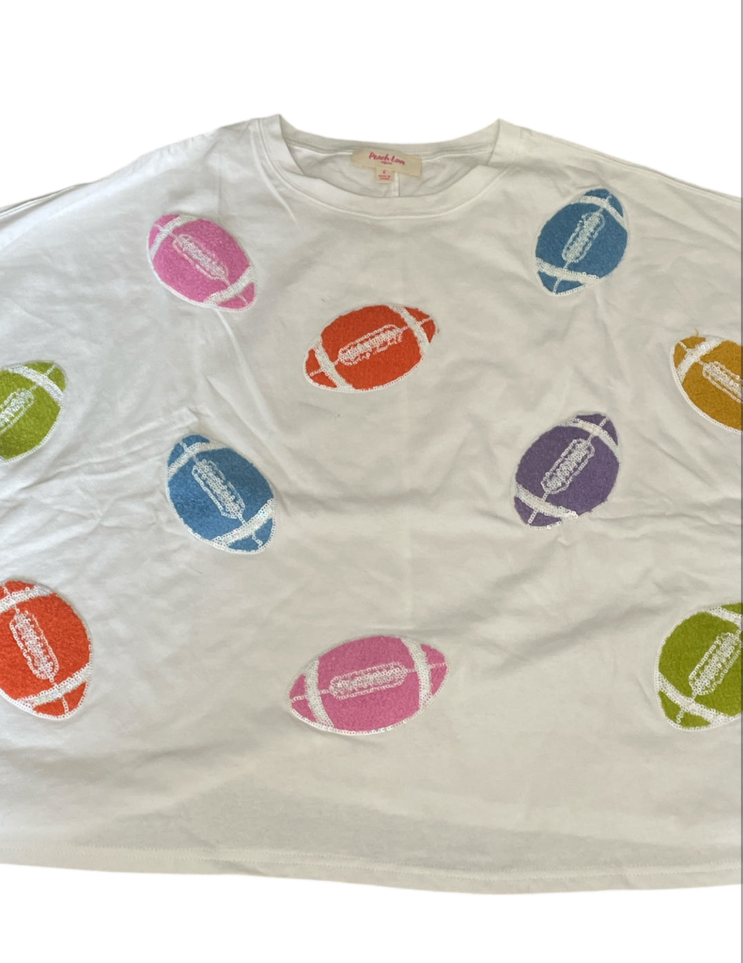 Peach Love Multi Colored Football Tee (Small)