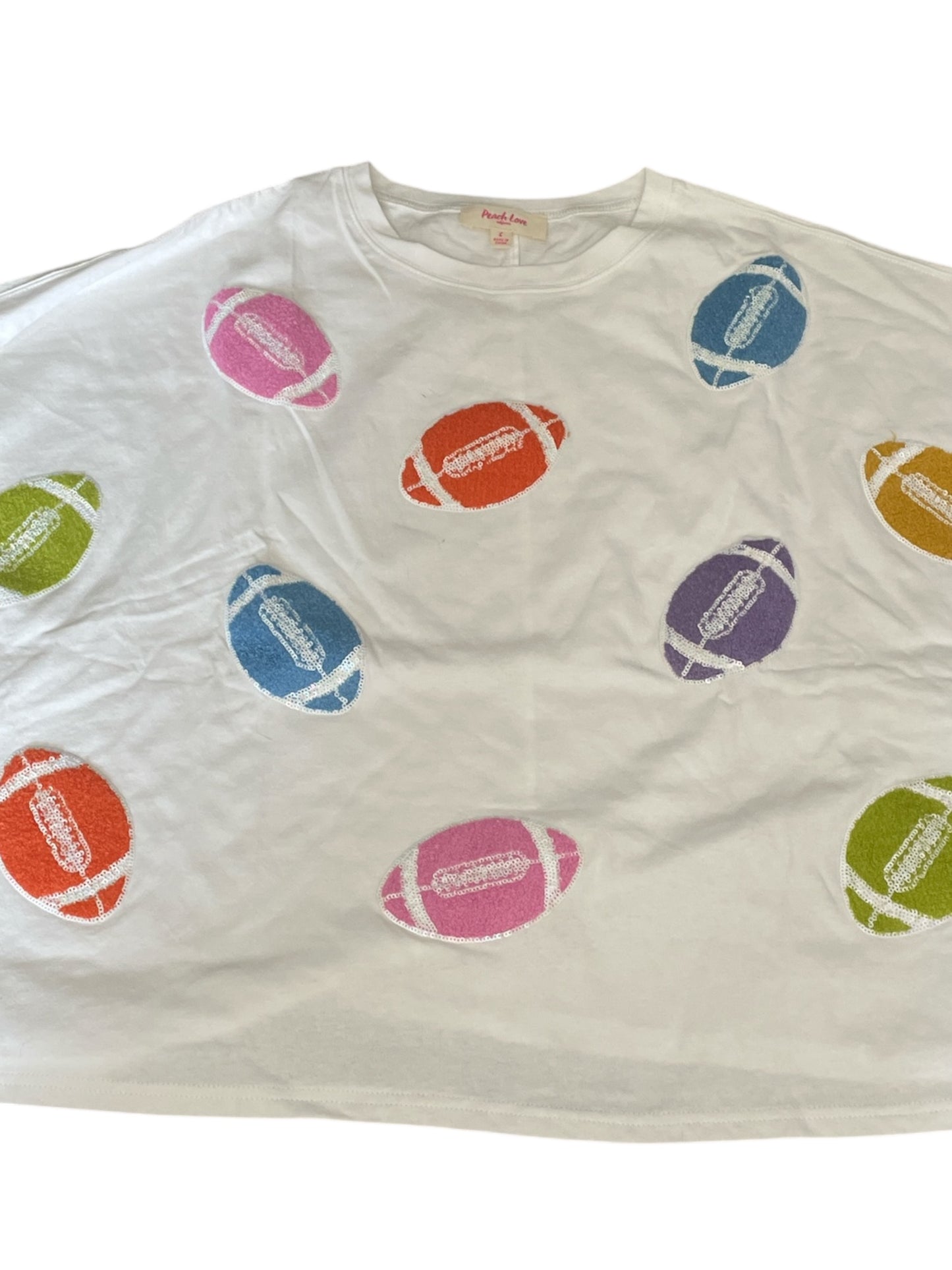 Peach Love Multi Colored Football Tee (Small)