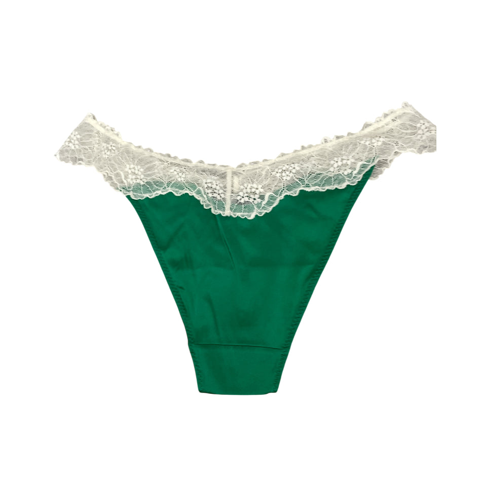 Stella McCartney Green Thong with Lace Trim (Large)