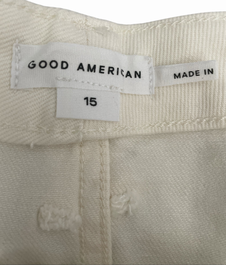 Good American A-Line Mini Denim Skirt in White (15)