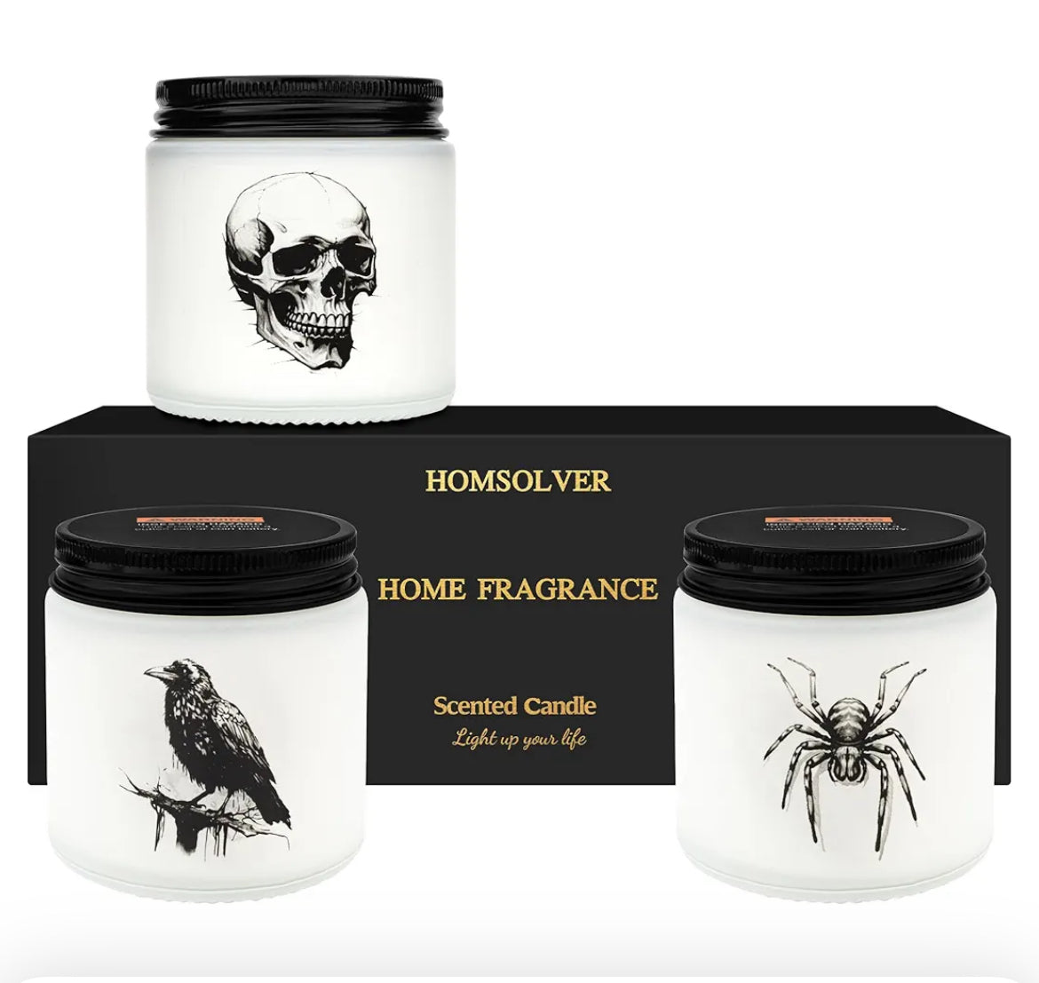 Homsolver Halloween Candles, Spooky Skull/Crow/Spider Candles