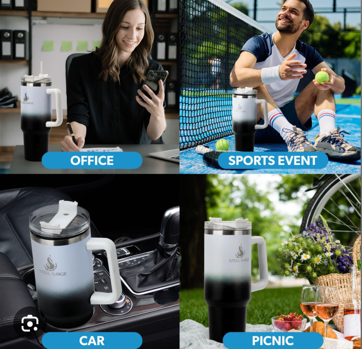 Steel Surge: Gradient 40oz Stainless Steel Tumbler