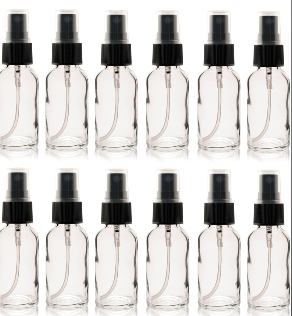 Premium Vials 1 Oz  Clear Glass Bottle w/Black Sprayer
