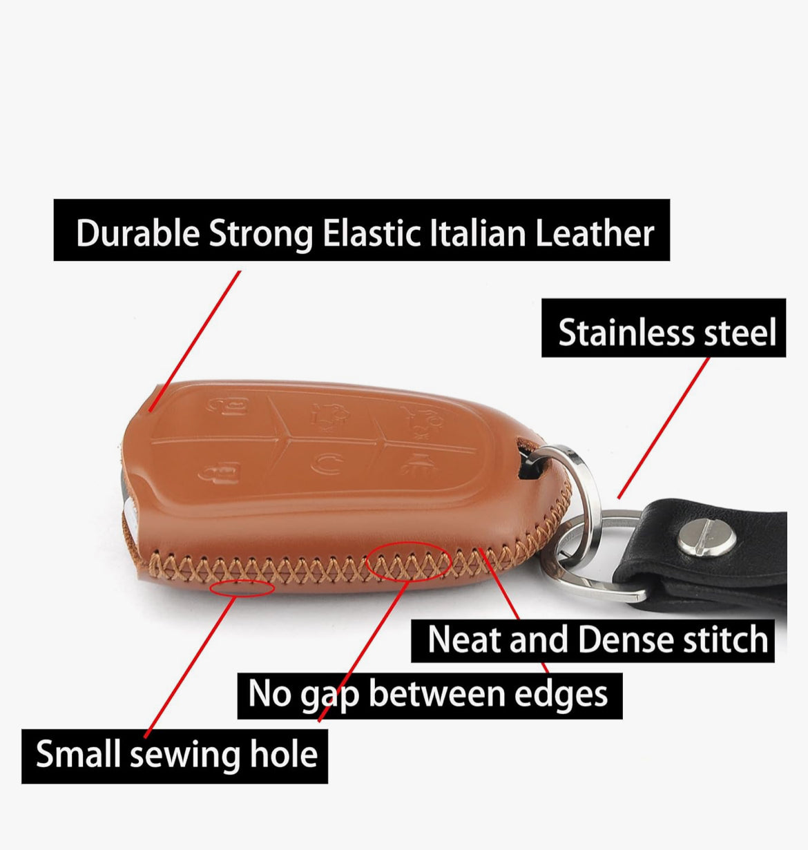 Leather Key Fob Cover compatible with Cadillac Escalade