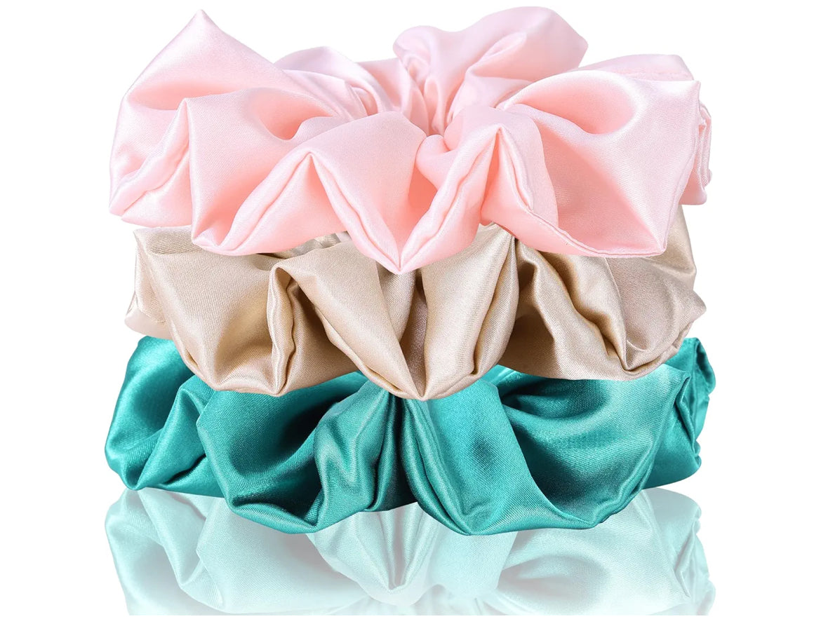 Silk Satin Large Scrunchies 3pk
