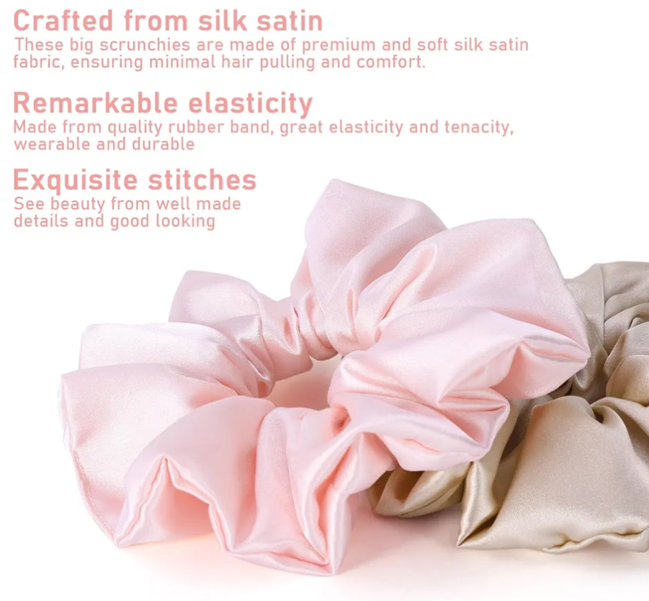 Silk Satin Large Scrunchies 3pk