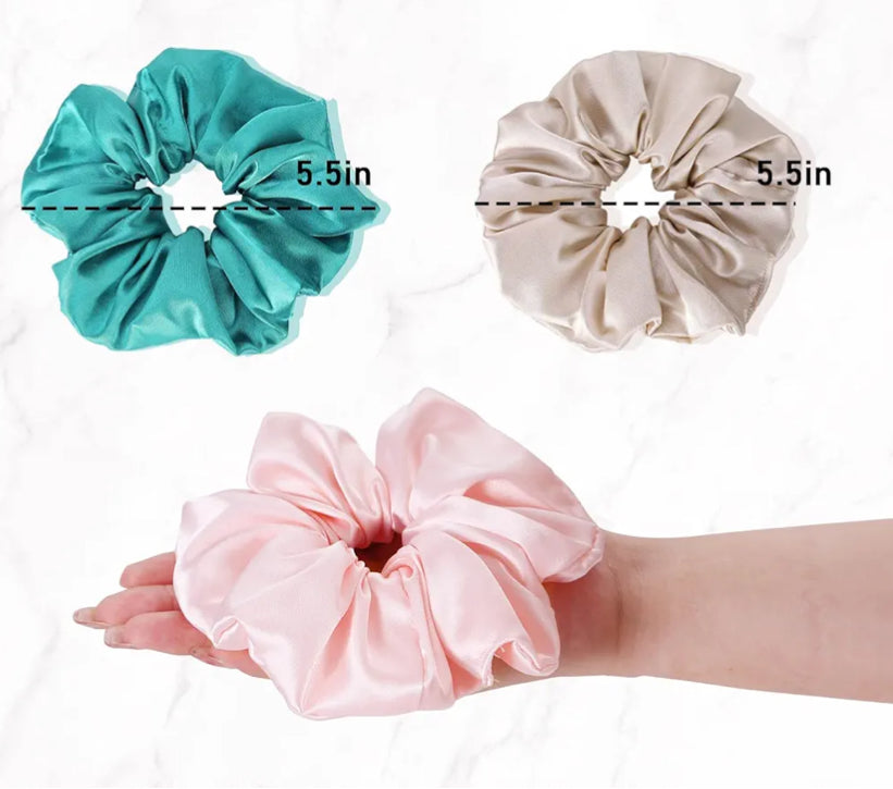 Silk Satin Large Scrunchies 3pk
