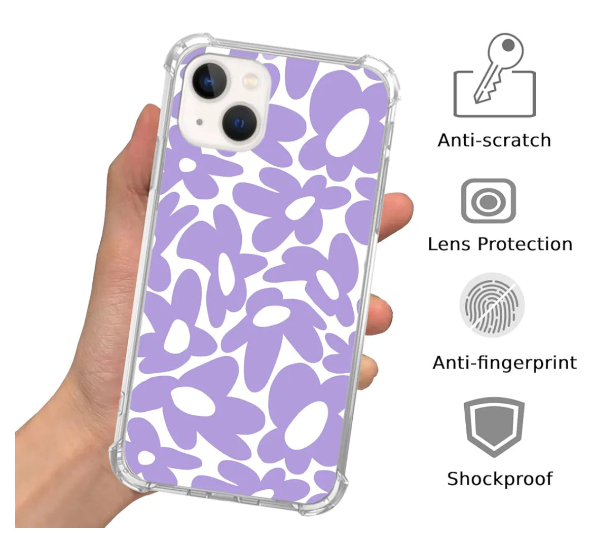Retro Groovy Purple Flowers Case for iPhone 15