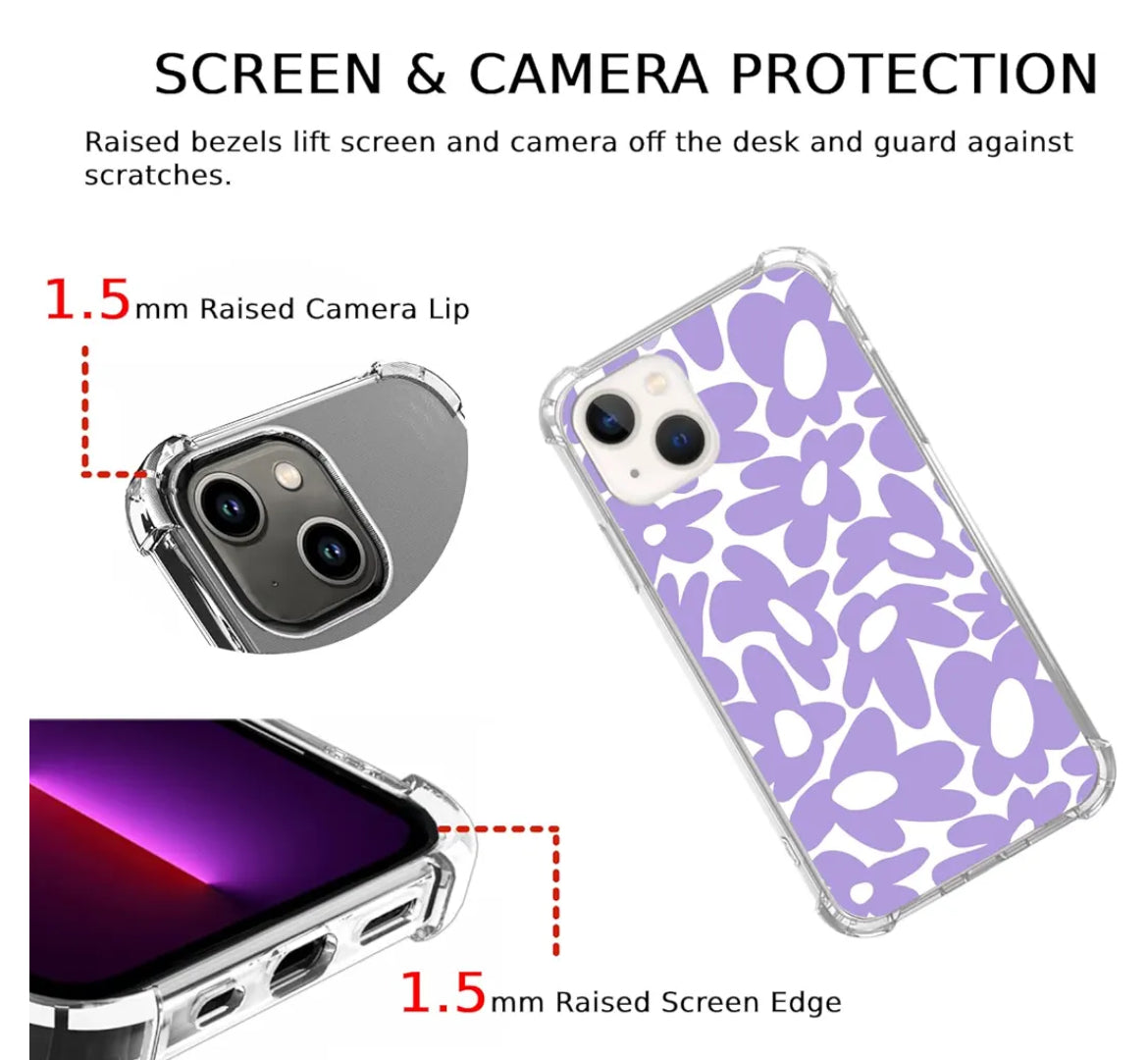 Retro Groovy Purple Flowers Case for iPhone 15