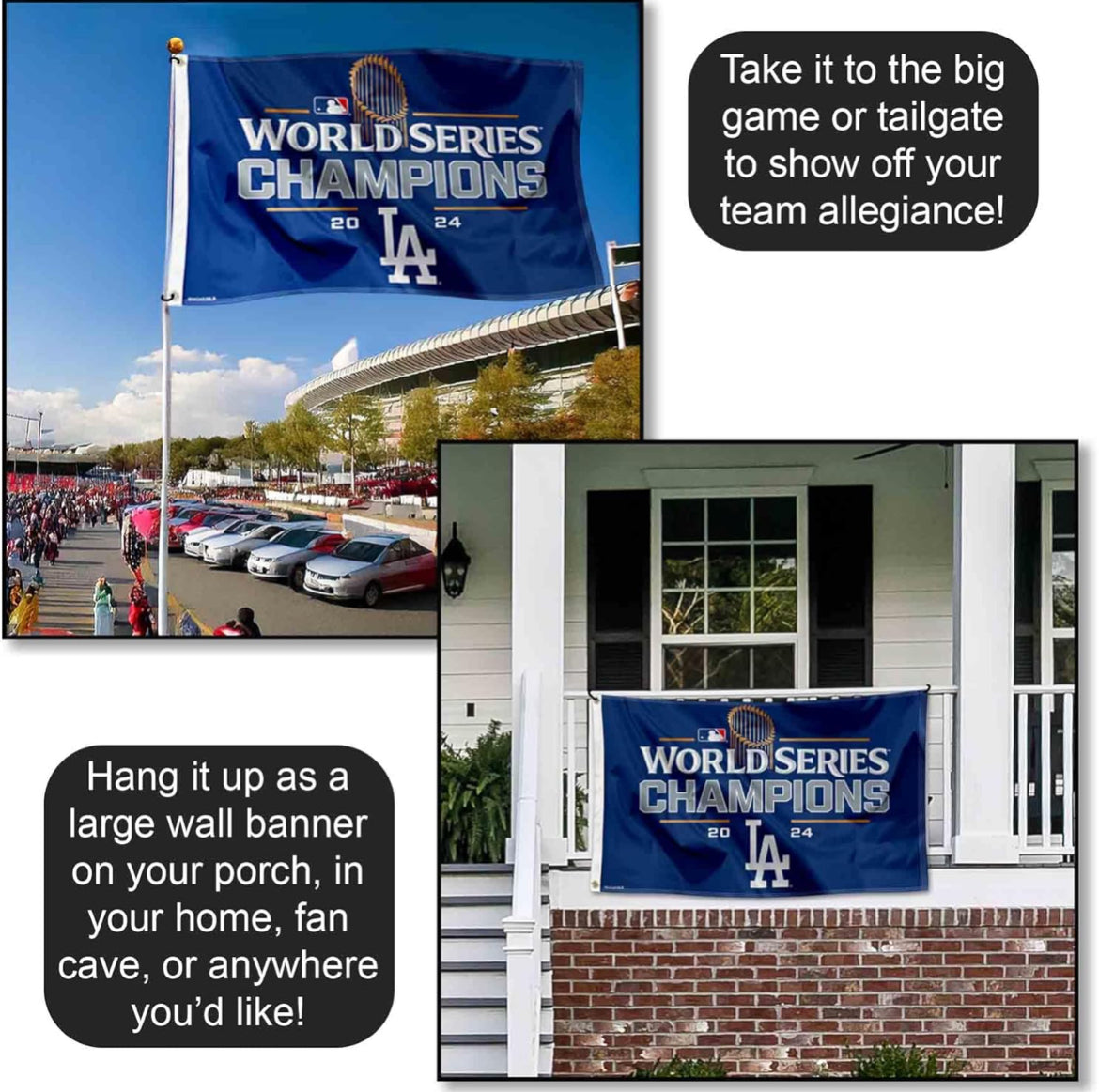 Los Angeles Dodgers 2024 World Champions 3x5 Flag