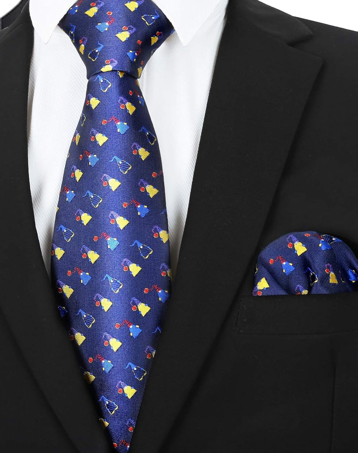 Mens Champagne Glass Tie and Pocket Square Set