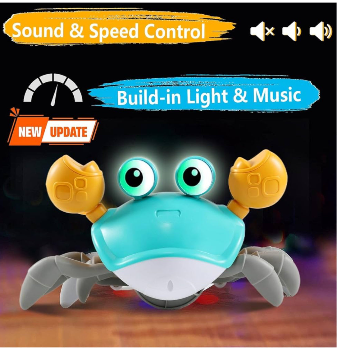 Interactive Crab Toy for Kids - Blue and Gray