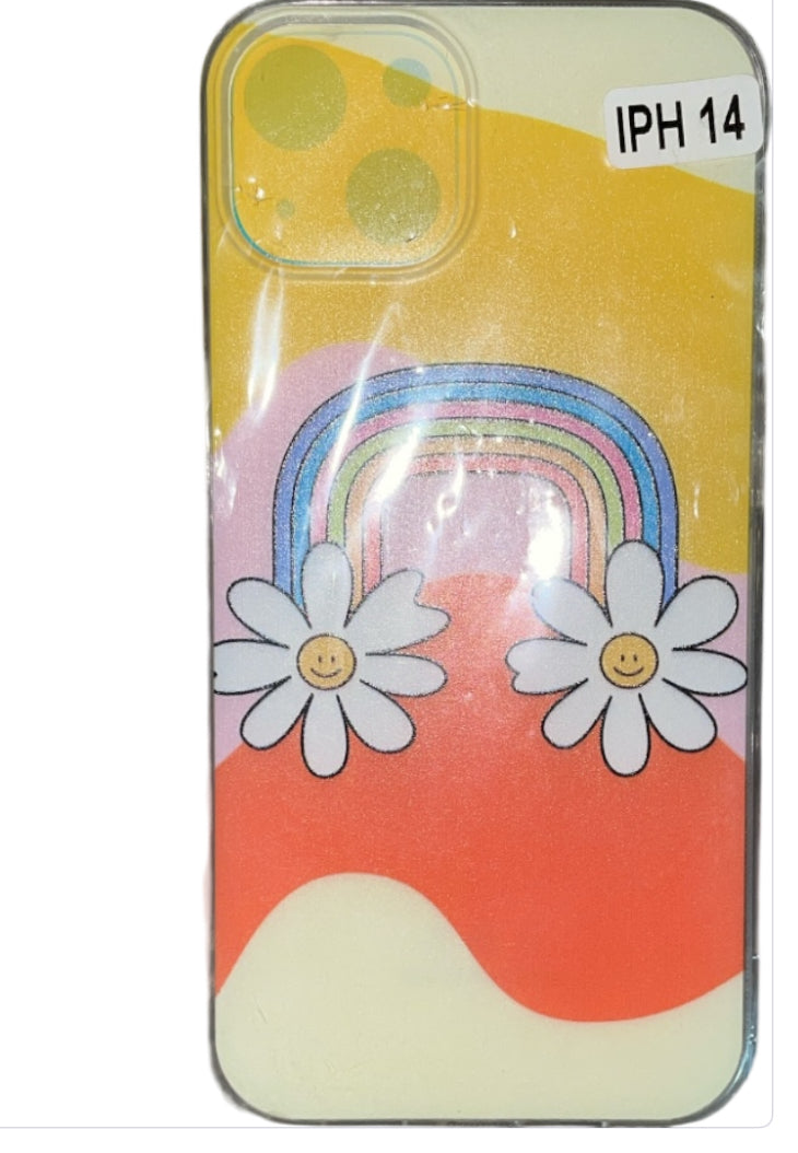 Multi Colored Rainbow and Flower case for iPhone 14