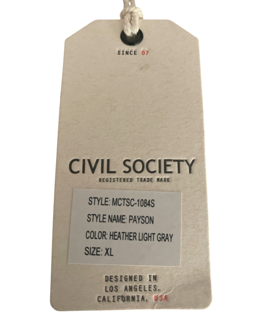 CIVIL SOCIETY LIGHT GREY HEATHERED KNIT BUTTONLESS SHORT SLEEVE POLO (X-Large)